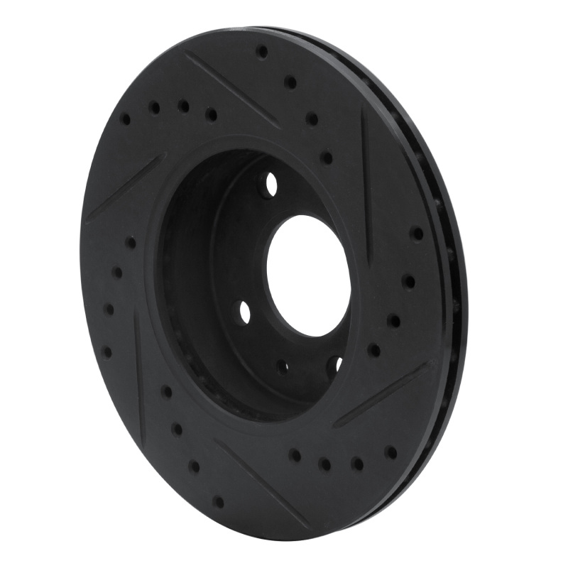 Nissan NX Brake Rotor (1) - Front Left - R1 Concepts - Drilled & Slotted - Black - `88-`06